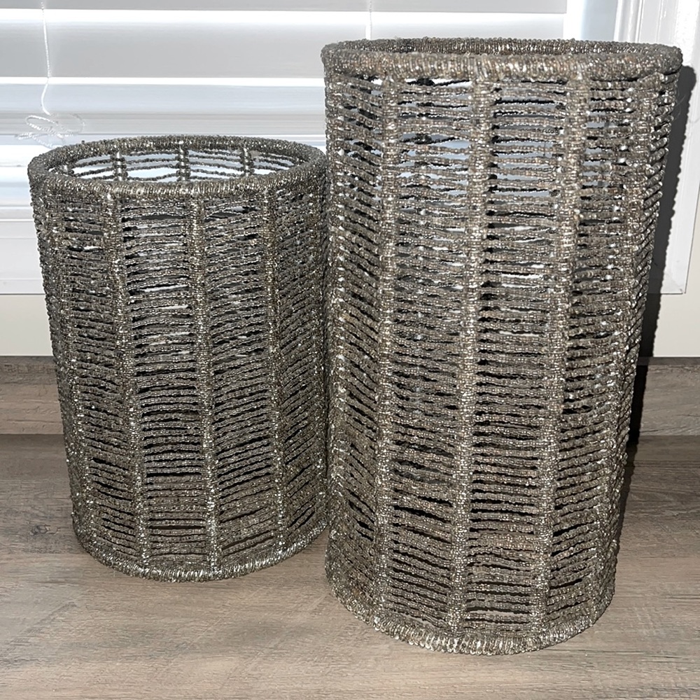 I believe these are pier 1. Beautiful large beaded candle holders.